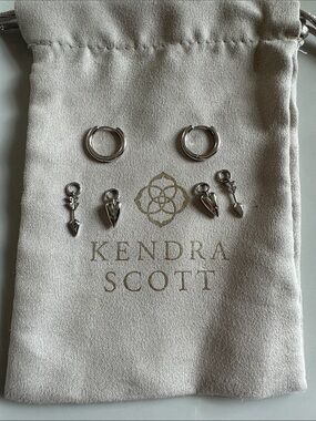 Kendra Scott Silver Huggie Hoop Earrings with Arrow and Heart Charms
